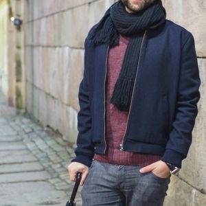 Pendleton Wool Navy Blue Bomber Zip Up Jacket